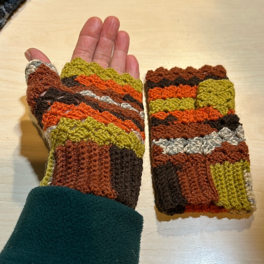 Handmade fingerless mittens